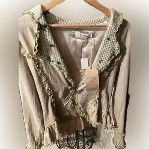 Zoompy Paris Vintage Y2K NWT Women's Beige and Green Blazer sz LG